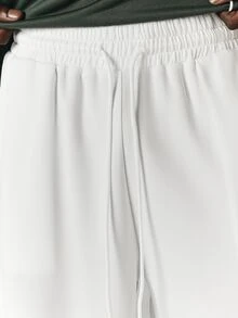 SUMWON Wide Leg Casual Trousers Elasticated Waist Pull On Full Length Flowy Pants Summer Spring Relaxed Fit Everyday Wear - White - View 5