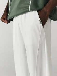 SUMWON Wide Leg Casual Trousers Elasticated Waist Pull On Full Length Flowy Pants Summer Spring Relaxed Fit Everyday Wear - White - View 4