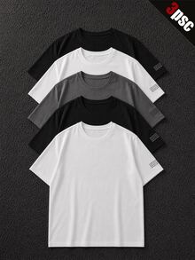 Mainfolk 針織休閒短袖T恤套裝 晚餐拳擊風 黑色 淺灰色 白色 夏季 - 彩色 - 查看 1