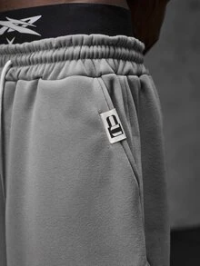 NEON BLANC Men's Spring/Autumn Casual Loose Long Pants Grey Reflective Panel Patchwork Trousers, Pocket, Sports, Streetwear - Light Grey - View 6