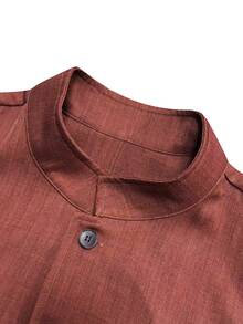 Manfinity Mode Blazer de un solo pecho de color sólido para hombre - Óxido marrón - Ver 6