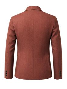 Manfinity Mode Blazer de un solo pecho de color sólido para hombre - Óxido marrón - Ver 2