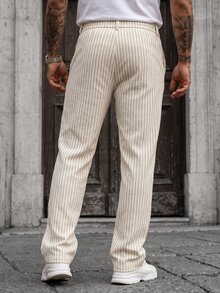 Manfinity CasualCool Men Striped Print Drawstring Waist Pants - Khaki - View 2