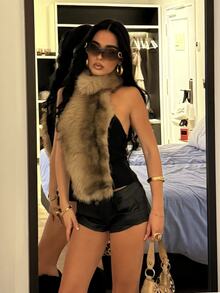 AfricaSnchz Y2K Ombre Furry Patchwork Sheer Mesh Sexy Bodycon Camisole - Multicolor - View 1