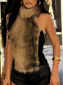 AfricaSnchz Y2K Ombre Furry Patchwork Sheer Mesh Sexy Bodycon Camisole - Multicolor - View 4