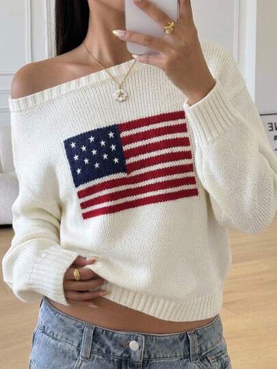 SHEIN Teen Girls Casual Striped Knit Sweater, Minimalist Fashion, Suitable For Daily Wear, Autumn, Winter