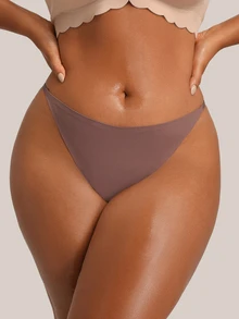 Barelissa 1pc Seamless Adhesive Plus Size Women's Thong - Brown - View 1