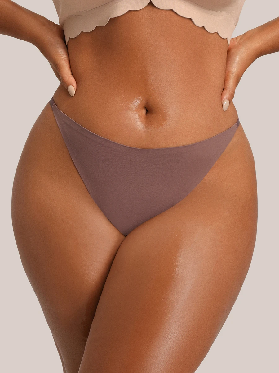 Barelissa 1pc Seamless Adhesive Plus Size Women's Thong - Brown - View 1