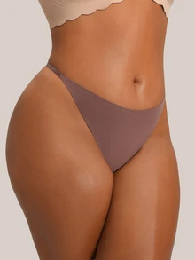 Barelissa 1pc Seamless Adhesive Plus Size Women's Thong - Brown - View 5