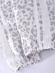 SHEIN 青少年女孩豹紋長袖拉鍊休閒夾克 - 白色 - 查看 8