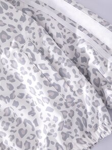 SHEIN 青少年女孩豹紋長袖拉鍊休閒夾克 - 白色 - 查看 7