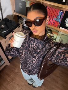 Muchica Women's Leopard Print Casual Versatile Daily Wear Long Sleeve Jacket - Brown - View 6