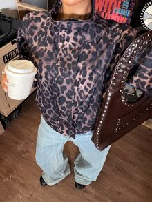 Muchica Women's Leopard Print Casual Versatile Daily Wear Long Sleeve Jacket - Brown - View 3