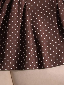 Genkimix Kids Toddler Girls Polyester Square Neck Long Sleeve Botanical Zip Ruffle Short A-Line Regular Fit Dress Birthday Party Fall - Coffee - View 8