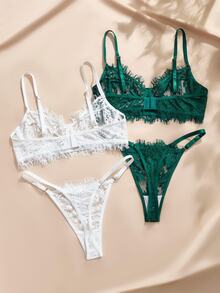 Charlaine 4pcs/Set Women Lace Sexy Lingerie Set - Multicolor - View 2