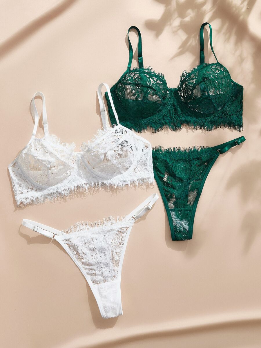 Charlaine 4pcs/Set Women Lace Sexy Lingerie Set - Multicolor - View 1