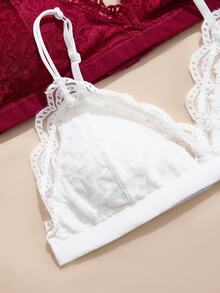 Charlaine 6pcs Women's Solid Color Fashion Lace Wireless G-String Lingerie Set - Multicolor - View 4
