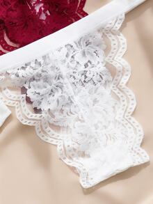 Charlaine 6pcs Women's Solid Color Fashion Lace Wireless G-String Lingerie Set - Multicolor - View 5
