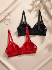 Charlaine 2packs Floral Lace Underwire Bra Lingerie - Multicolor - View 2