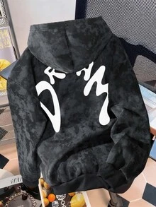 Manfinity Hypemode 男士秋冬休閒仿雪花連帽衛衣 - 黑色 - 查看 7