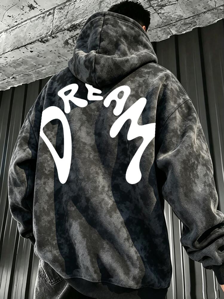 Manfinity Hypemode Men's Autumn/Winter Casual Faux Snowflake Hooded Sweatshirt - Black - View 3