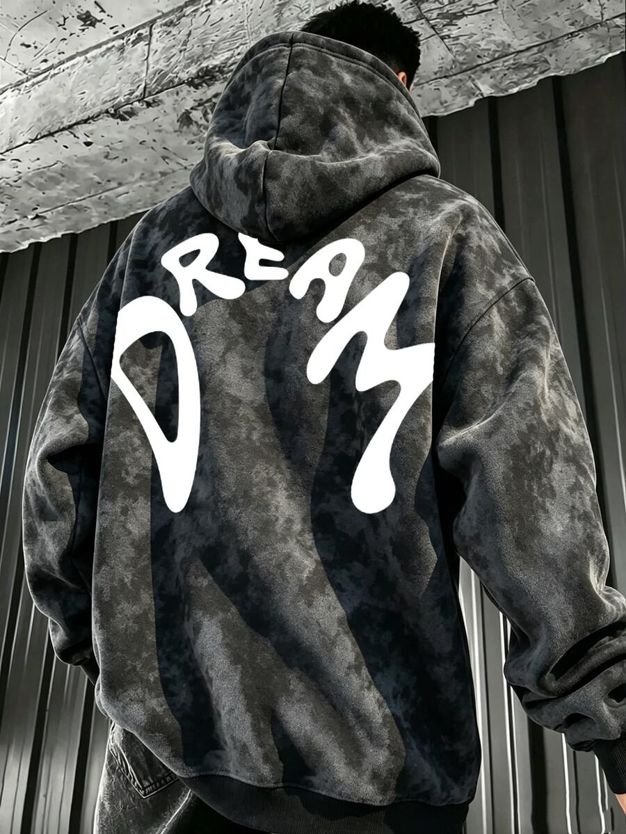 Manfinity Hypemode Men's Autumn/Winter Casual Faux Snowflake Hooded Sweatshirt - Black - View 1
