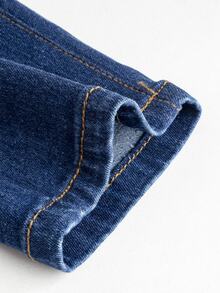 SHEIN Maternity Minimalist Washed Denim Long Pants - Dark Wash - View 5