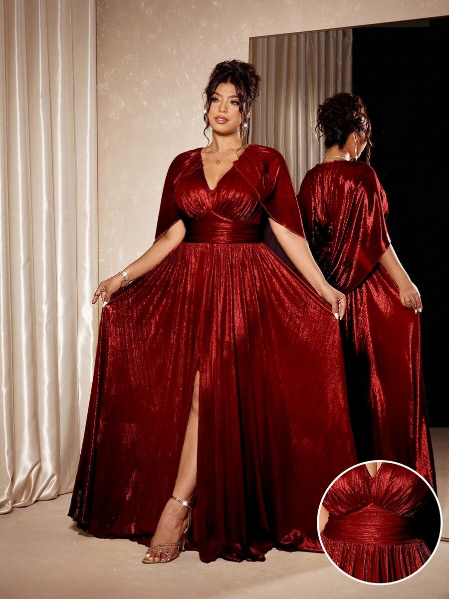 Cravure Women's Plus Size Red Formal Party Long Evening Dress, Summer ...