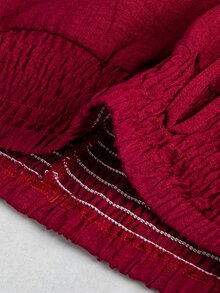 GentleRue Maternity Maternity Casual Loose Fit Pants Red Waist Tie Long Pants Photoshoot Fall - Burgundy - View 6