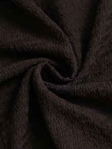 Flirla New Textured Elegant Commuter Versatile Metal Buckle Asymmetric Ruffle Waist-Cinched Slimming Flare Long Sleeve T-Shirt - Coffee Brown - View 5