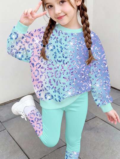 Baby Girl Bowknot Striped Print Sweatshirt & Sweatpants Set