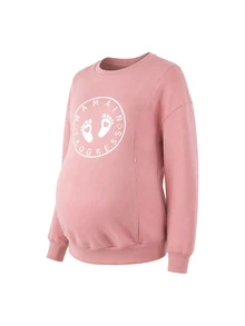 GentleRue Maternity Sweatshirt Hamil/Menyusui Serbaguna dengan Leher Bulat dan Motif Huruf Eropa dan Amerika - Berwarna merah muda - View 3