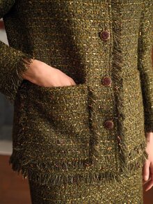 MOTF FOG GREEN TWEED FRAYED EDGE JACKET - Green - View 2