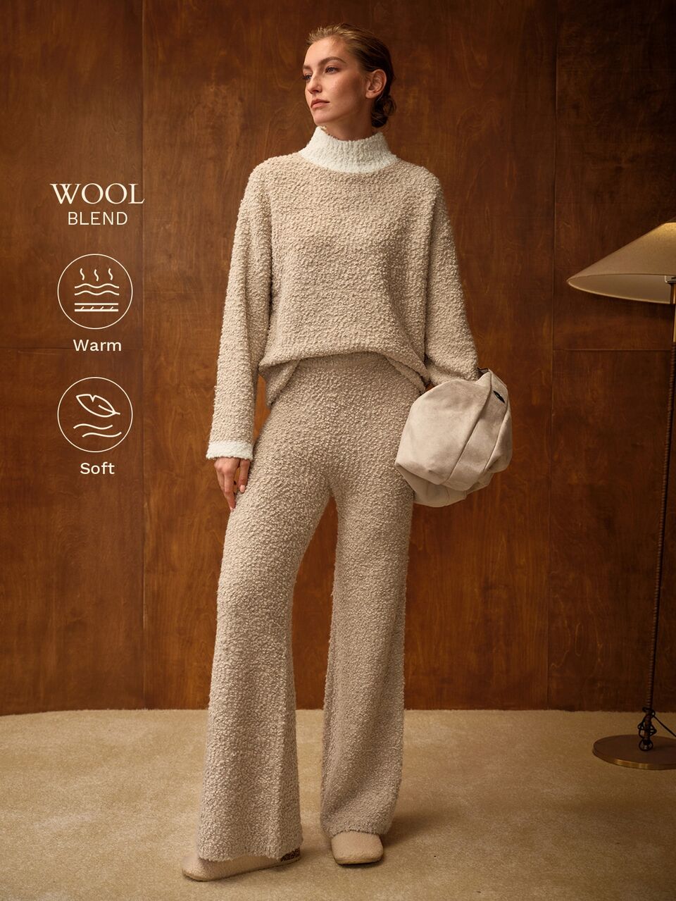 MOTF WOMEN'S AUTUMN/WINTER KNIT PULLOVER SWEATER & LONG KNIT PANTS SET