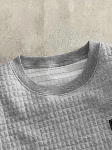 HIMLAND Men's Textured Print Crew Neck Casual Street Long Sleeve T-Shirt Party Loungewear Light Grey Autumn - Light Grey - View 4