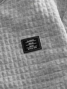 HIMLAND Men's Textured Print Crew Neck Casual Street Long Sleeve T-Shirt Party Loungewear Light Grey Autumn - Light Grey - View 5