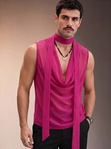 ZURIURI Men's Solid Color Casual Versatile Daily Wear Top - Pink - View 9