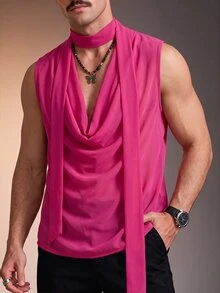 ZURIURI Men's Solid Color Casual Versatile Daily Wear Top - Pink - View 8