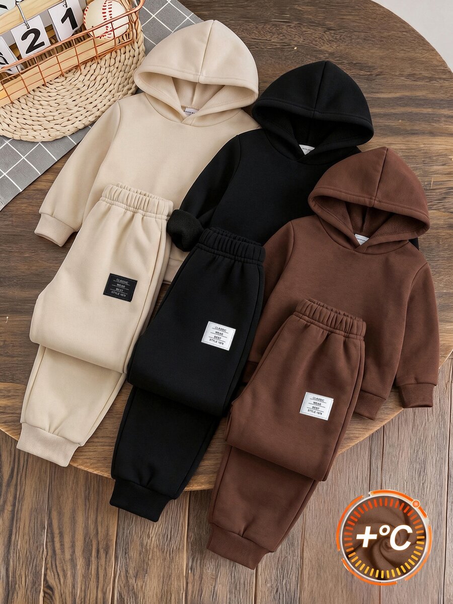 SHEIN 3pcs/Set Young Boy Casual Elastic Waist Fleece Sweatpants, Kids Joggers All-Match Multi-Pack, Winter - Multicolor - View 1