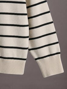 Young Boy Autumn/Winter Casual Colorblock Striped Sweater - Multicolor - View 5
