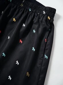 Rusticease Plus Size Fashion Printed Pleated Maxi Skirt For Vacation - Black - View 5