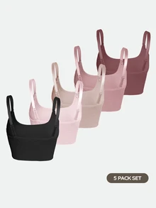 Snug Zone Women's Popular Fashion Comfortable Minimalist Solid Color High Cost-Performance High Quality Plus Size Bra 5pcs/Pack - Black - View 5