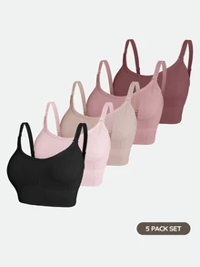 Snug Zone Women's Popular Fashion Comfortable Minimalist Solid Color High Cost-Performance High Quality Plus Size Bra 5pcs/Pack - Black - View 4