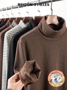 SHEIN 青少年女孩秋冬休閒童裝高領保暖內裡T恤3件套 - 彩色 - 查看 6