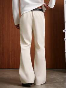 TOKVUE Men's Casual Strench Flare Pants Solid Color Mid Rise Slim Fit Trousers With Pockets - Apricot - View 2