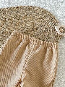 SHEIN 男嬰 0-3 歲秋冬新款淺米色 2 件套，休閒復古韓系學院風 2 合 1 上衣配熊圖案，燈芯絨長褲，百搭百搭，優雅時尚，適合上學、出遊、玩耍等多種場合 - 彩色 - 查看 8