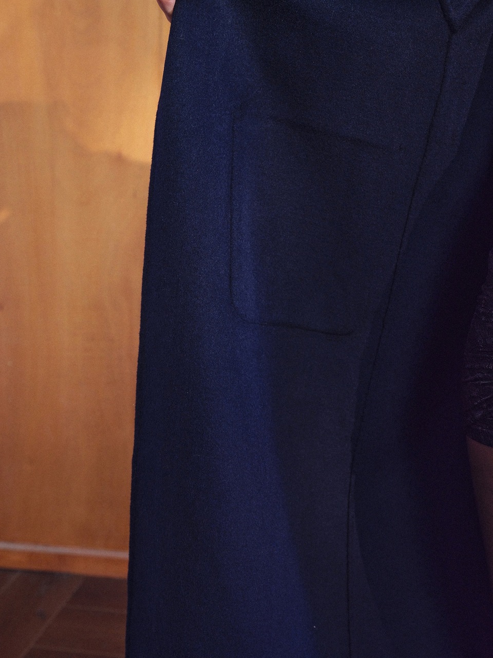 MOTF WOMEN'S AUTUMN/WINTER WOOL DOUBLE-FACED WOOL COAT WITH BEADED DECORATION, TIE WAIST AND POCKETS