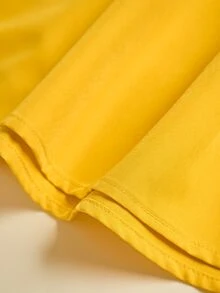 SHEIN Women's Casual Simple Versatile Pleated A-Line Skirt, Spring/Autumn - Yellow - View 4