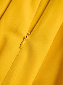 SHEIN Women's Casual Simple Versatile Pleated A-Line Skirt, Spring/Autumn - Yellow - View 10