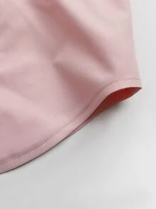 Olithes 1件裝粉色荷葉邊露肩上衣，夏季優雅甜美約會款不對稱下擺純色前扣式抹胸襯衫，收腰荷葉邊設計 - 淺粉色 - 查看 3